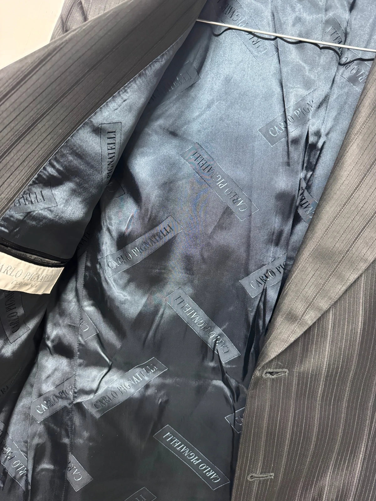 Giacca Blazer Uomo Carlo Pignatelli Taglia 50 Cerimonia Gessato Nero Elegante Made in Italy (AP134)