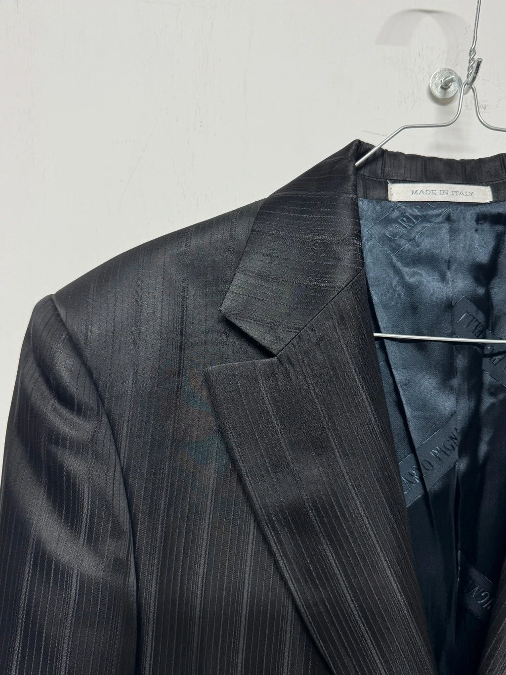 Giacca Blazer Uomo Carlo Pignatelli Taglia 50 Cerimonia Gessato Nero Elegante Made in Italy (AP134)