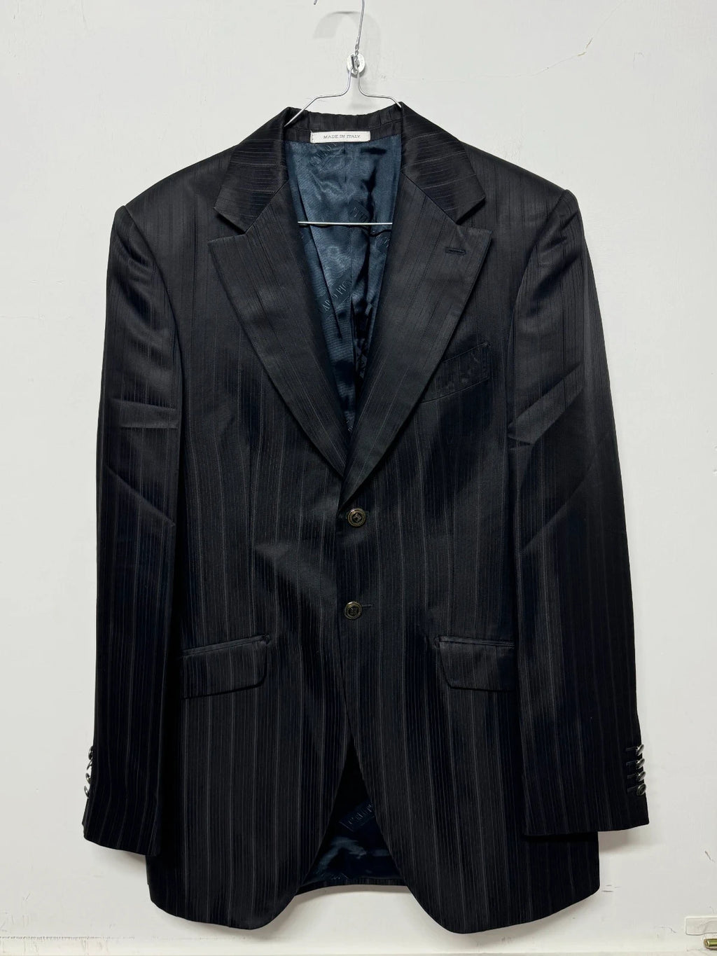 Giacca Blazer Uomo Carlo Pignatelli Taglia 50 Cerimonia Gessato Nero Elegante Made in Italy (AP134)