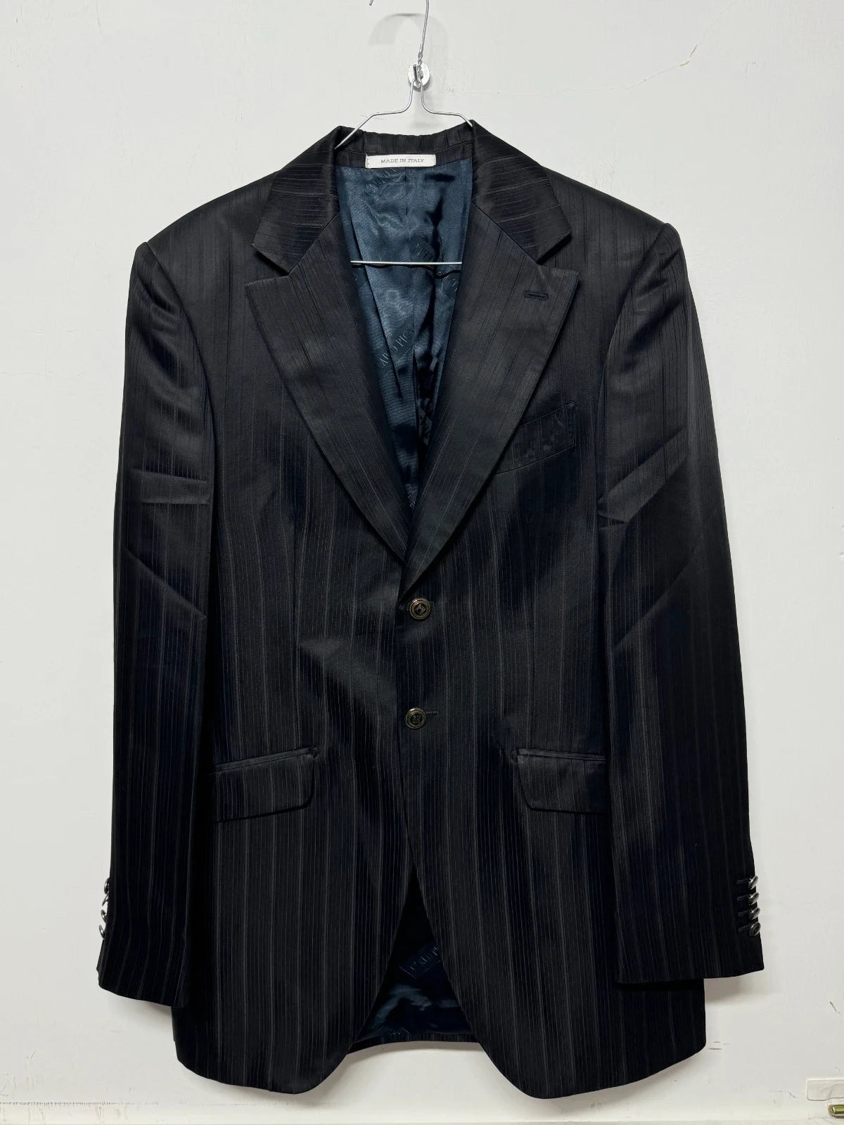 Giacca Blazer Uomo Carlo Pignatelli Taglia 50 Cerimonia Gessato Nero Elegante Made in Italy (AP134)