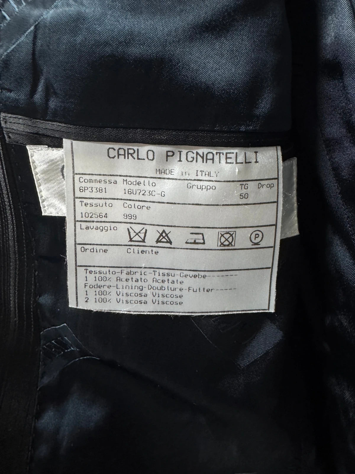 Giacca Blazer Uomo Carlo Pignatelli Taglia 50 Cerimonia Gessato Nero Elegante Made in Italy (AP134)