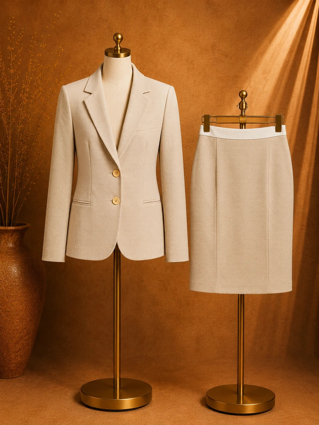 Tailleur Donna Beige Delia Ferrari Taglia 46 Giacca e Gonna Elegante Made in Italy (MP16)