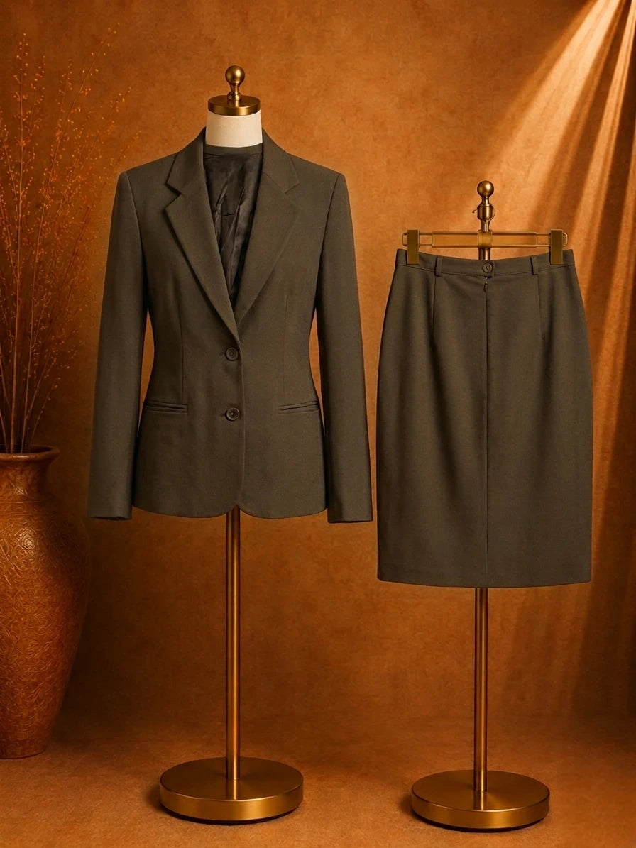 Tailleur Donna Giorgia Netti Taglia 42 Marrone Giacca e Gonna Elegante Made in Italy (MP18)