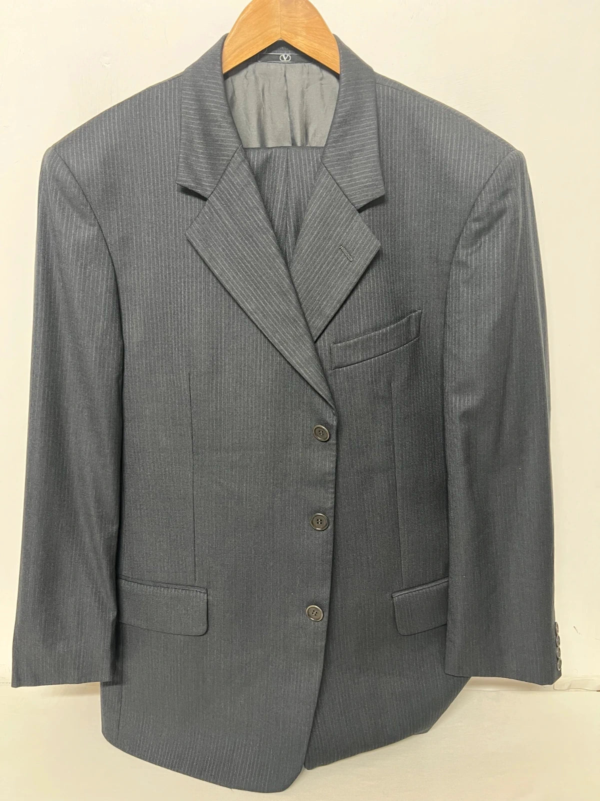 Completo Uomo Gessato Grigio Valentino Uomo – Elegante Vintage – TG 58 (MA5)