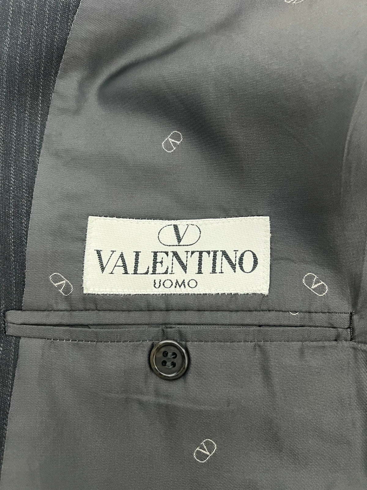 Completo Uomo Gessato Grigio Valentino Uomo – Elegante Vintage – TG 58 (MA5)