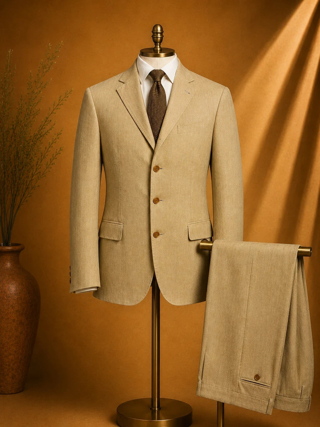 Completo Uomo in Lino Ormezzano – Beige Sabbia Made in Italy – TG 56 (MP6)