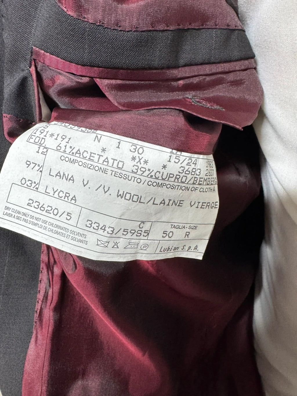 Abito Uomo Lubiam 1911 Gessato Lana Vergine Taglia 50 (MA21)