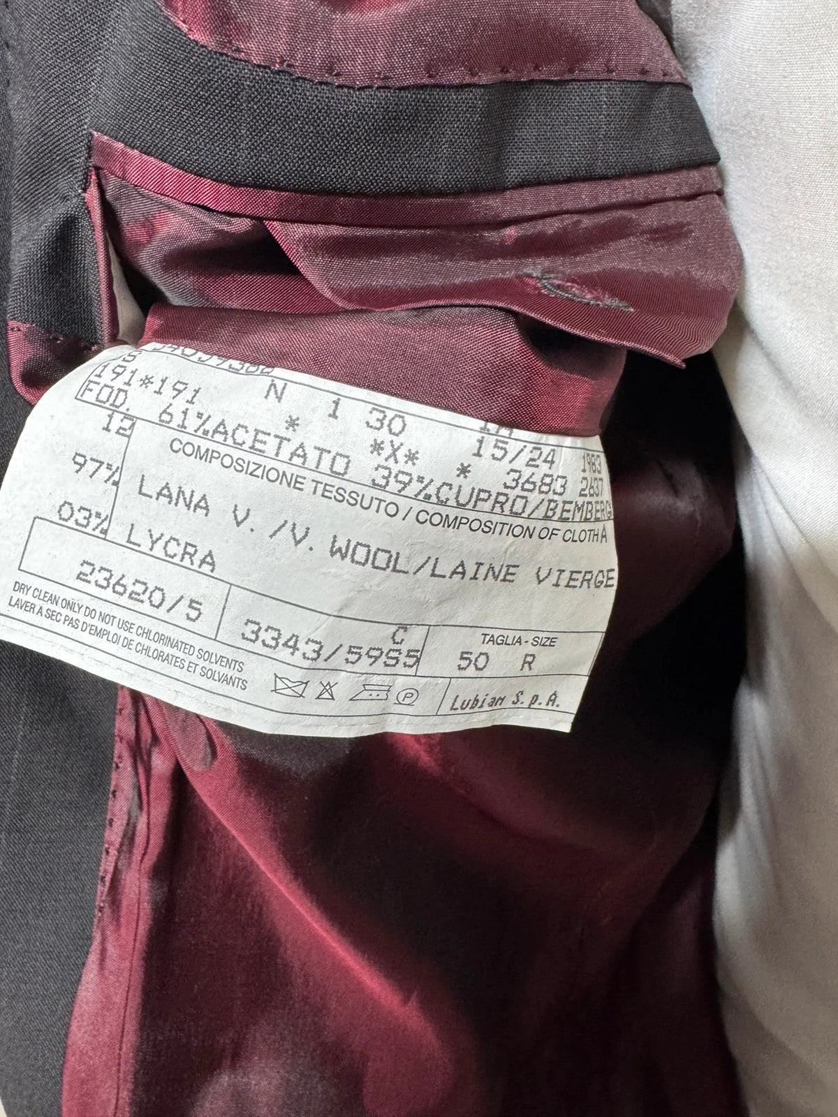 Abito Uomo Lubiam 1911 Gessato Lana Vergine Taglia 50 (MA21)