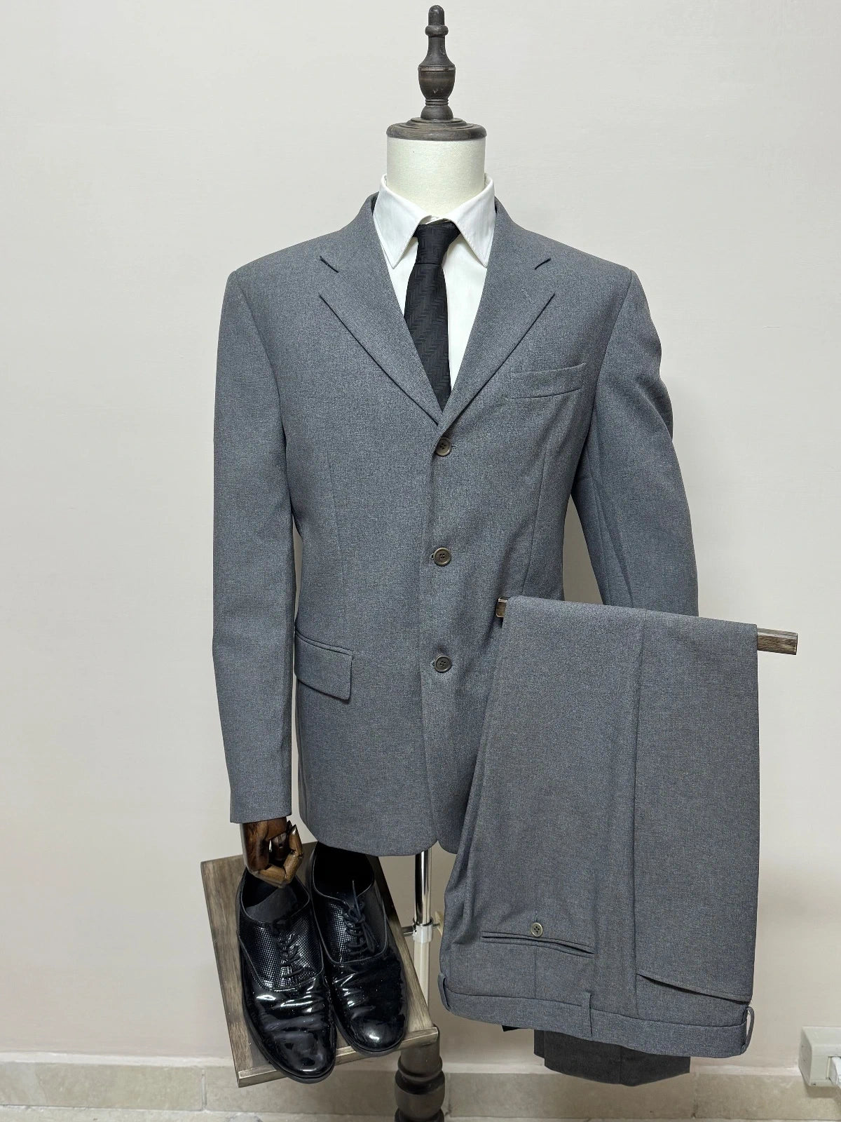 Abito Uomo Grigio Melange Taglia 48 Comfort No Iron (MA25)