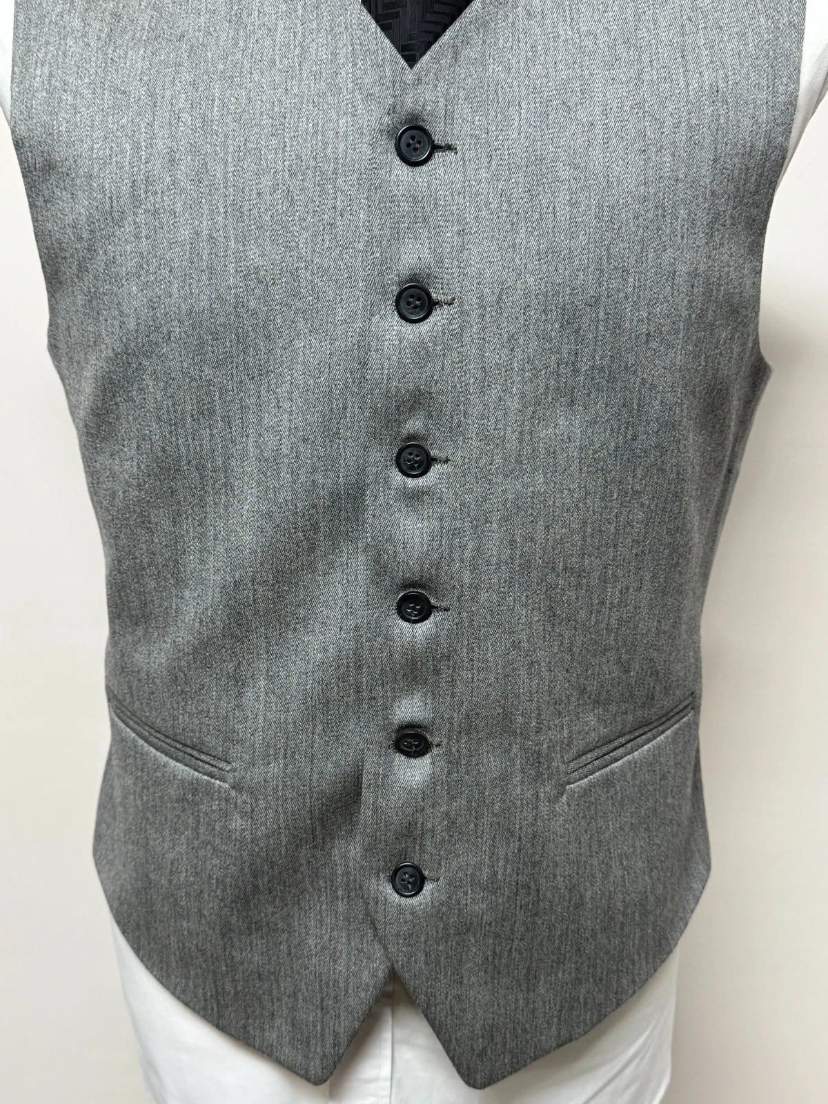 Gilet Uomo Elegante Grigio Made in Italy Lana Vergine Tg 48 (MP13)