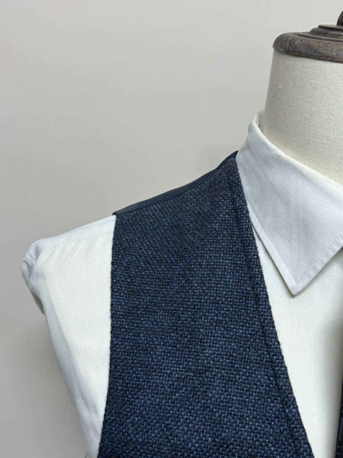 Gilet Uomo Manera Blu Melange Lana 100% Made in Italy Tg 48 (MP14)