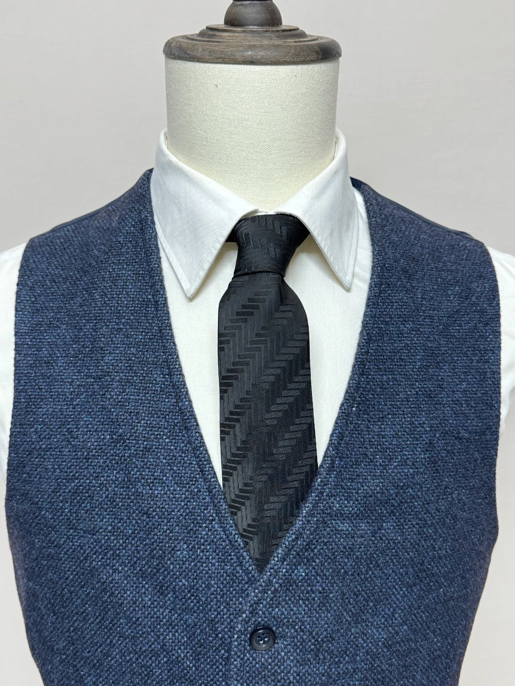 Gilet Uomo Manera Blu Melange Lana 100% Made in Italy Tg 48 (MP14)