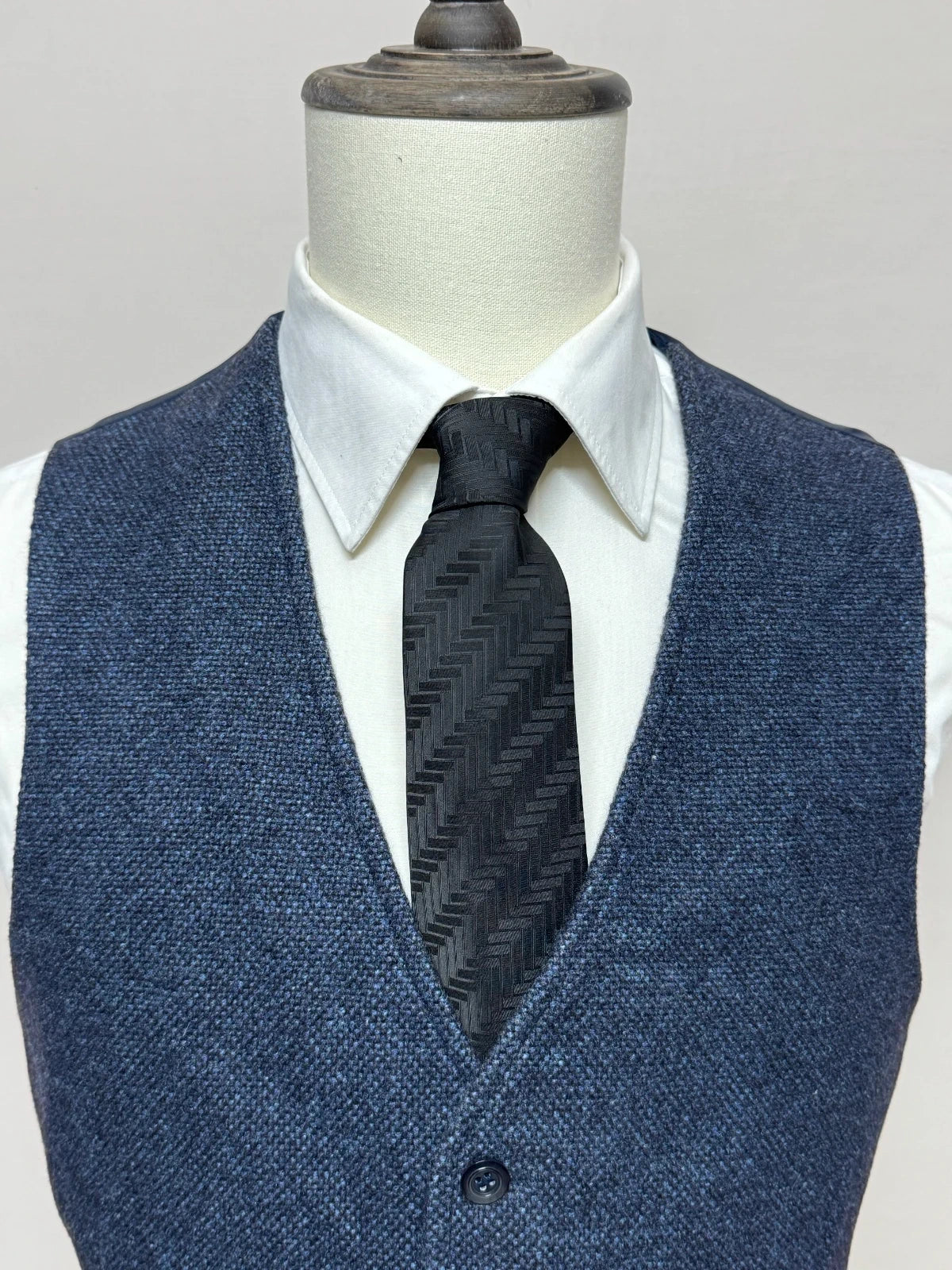 Gilet Uomo Manera Blu Melange Lana 100% Made in Italy Tg 48 (MP14)