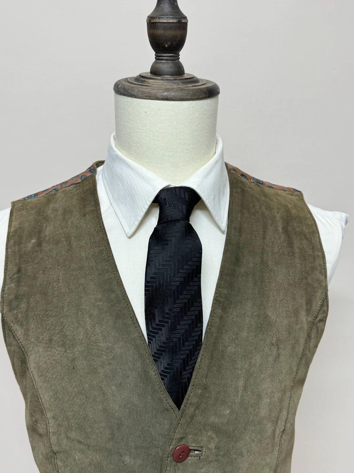 Gilet Uomo Jefferson Industries Vera Pelle Scamosciata Verde Vintage Tg XL (MP15)