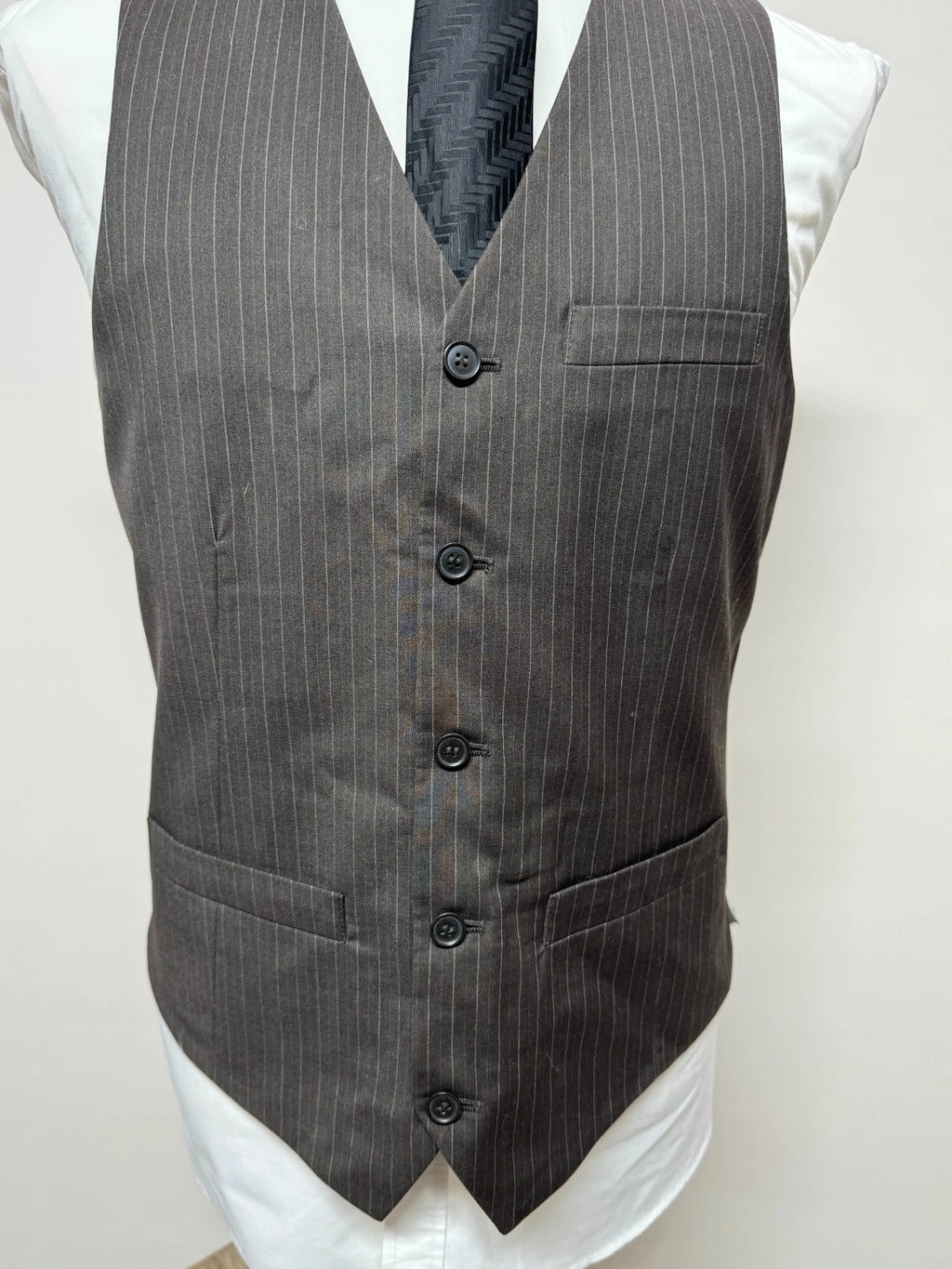 Gilet Uomo Tom Wolfe Gessato Grigio Elegante Tg M Vintage Cerimonia (MP16)