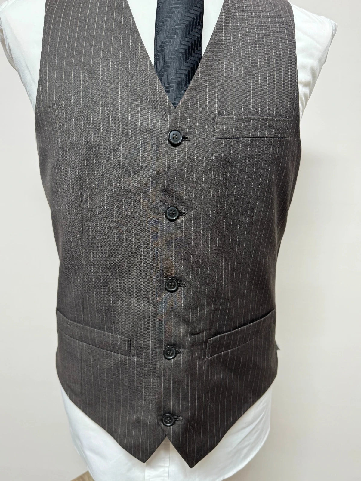 Gilet Uomo Tom Wolfe Gessato Grigio Elegante Tg M Vintage Cerimonia (MP16)