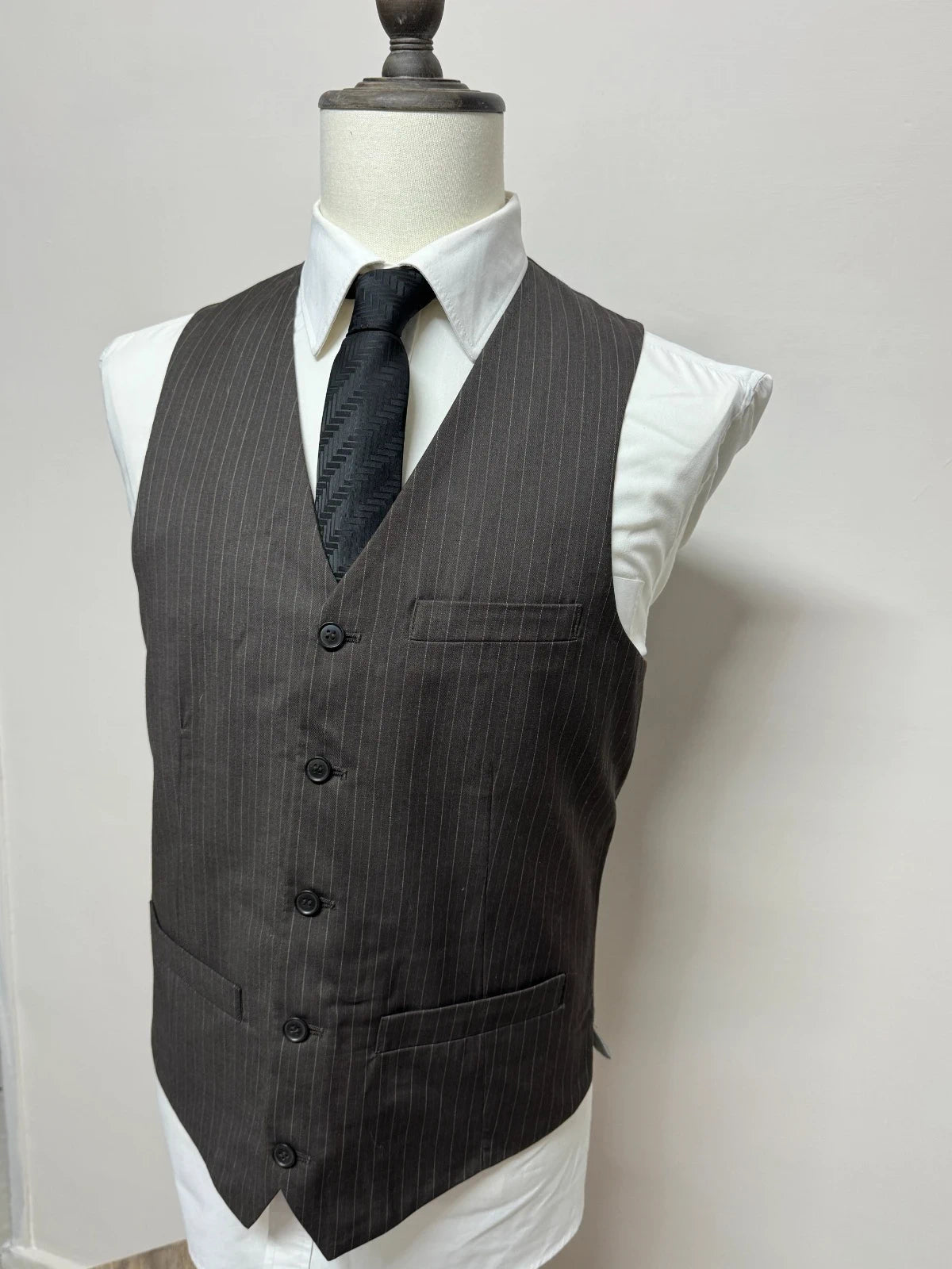 Gilet Uomo Tom Wolfe Gessato Grigio Elegante Tg M Vintage Cerimonia (MP16)
