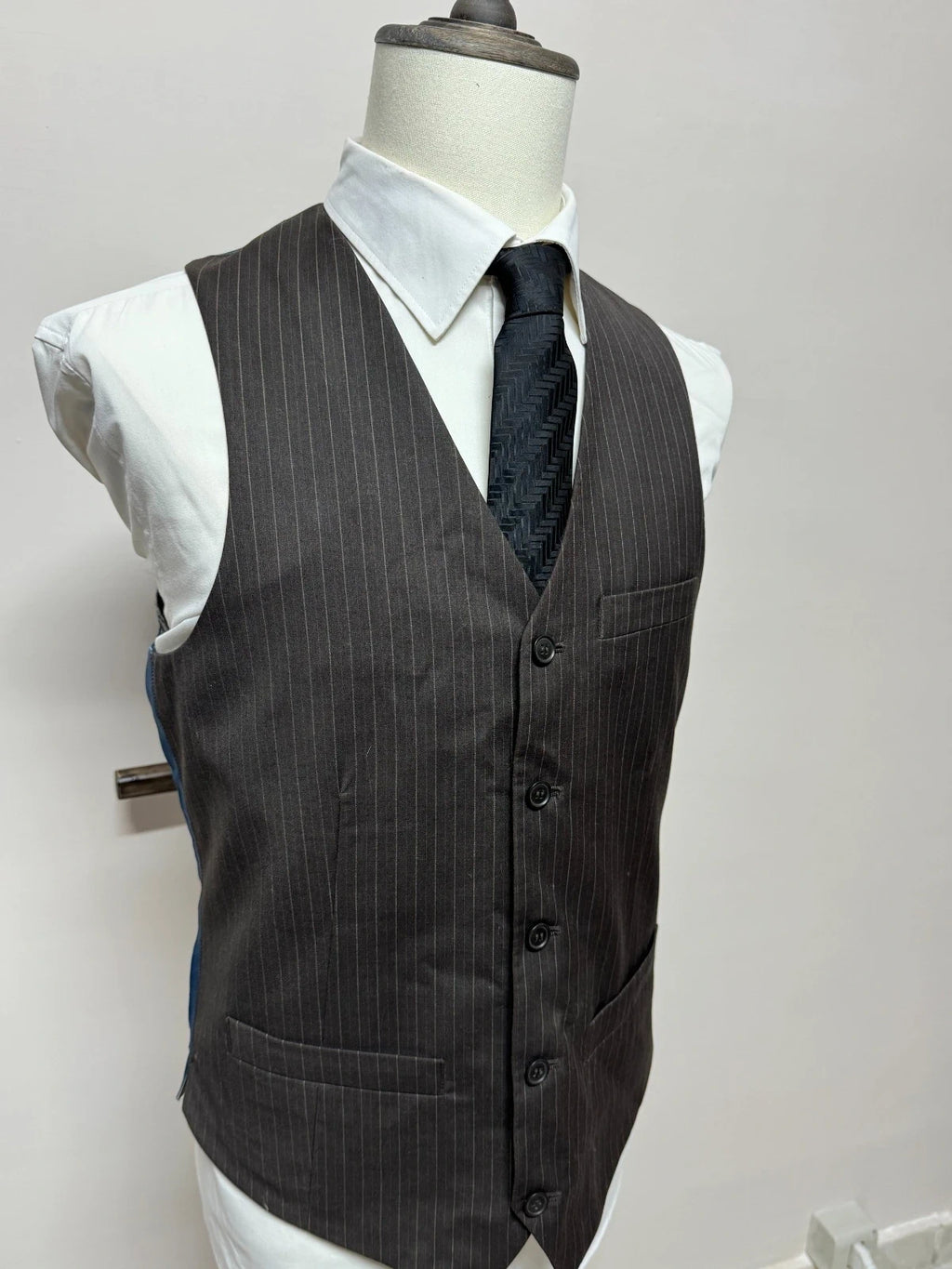 Gilet Uomo Tom Wolfe Gessato Grigio Elegante Tg M Vintage Cerimonia (MP16)