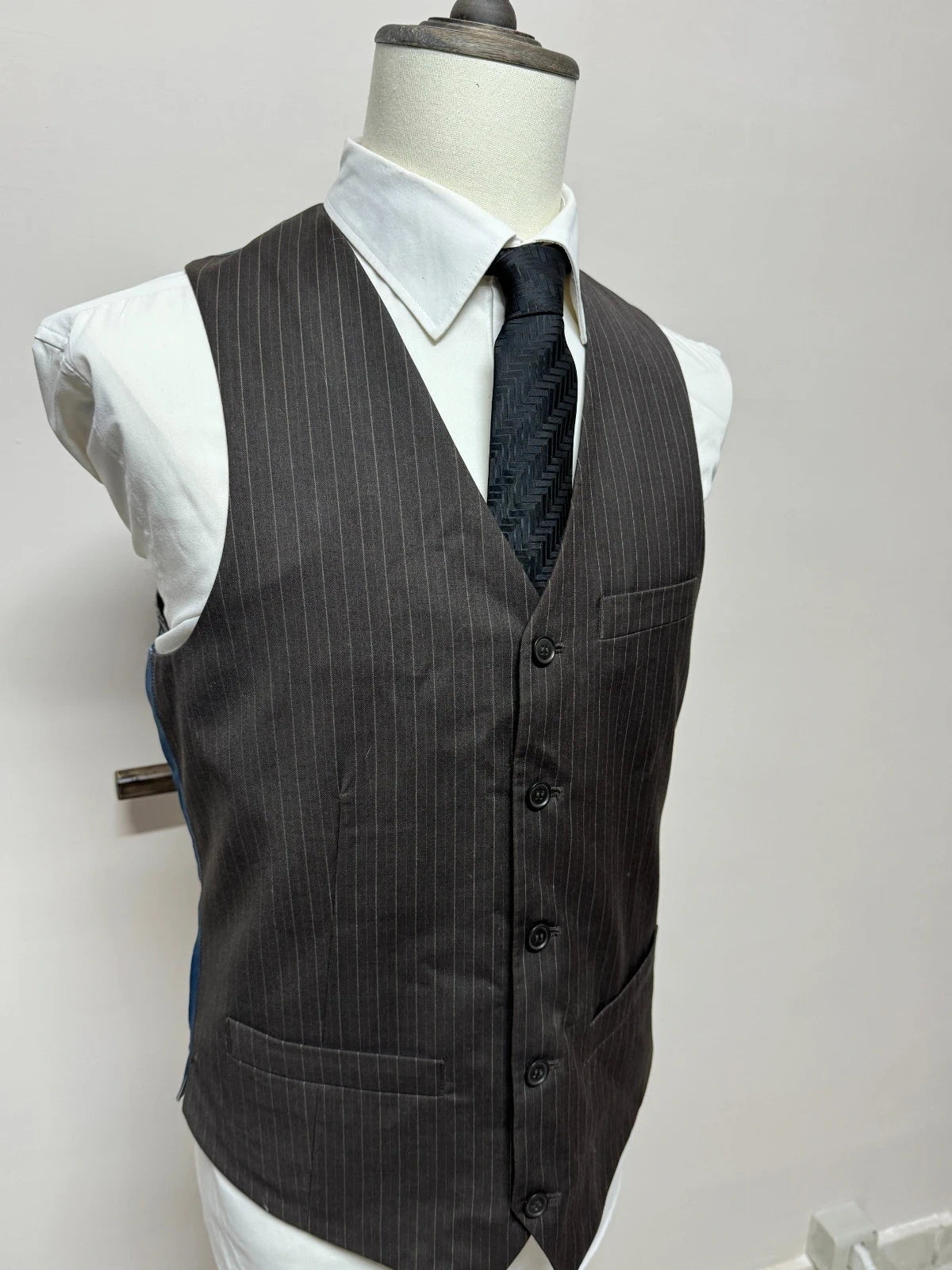 Gilet Uomo Tom Wolfe Gessato Grigio Elegante Tg M Vintage Cerimonia (MP16)