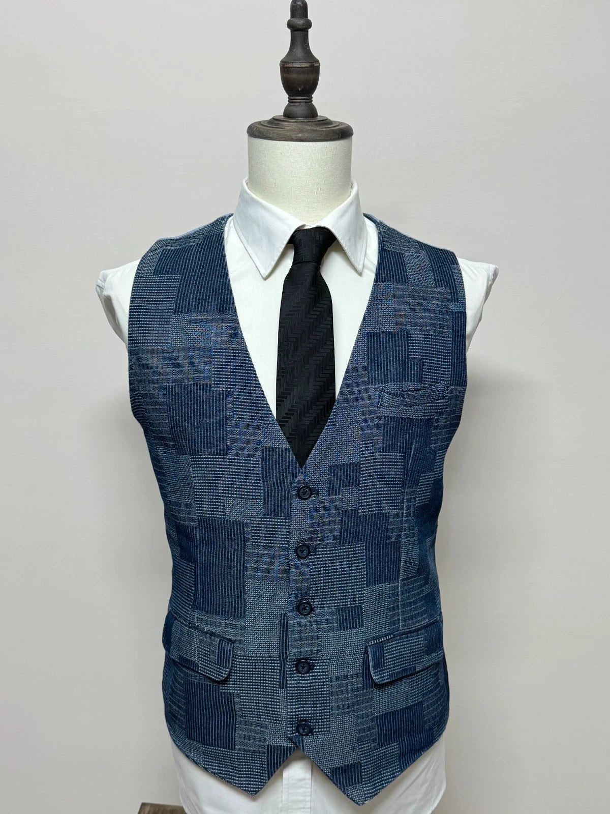 Titolo: Gilet Uomo Y.TWO Premium Blu Fantasia Patchwork Tg XL Elegante (MP18)