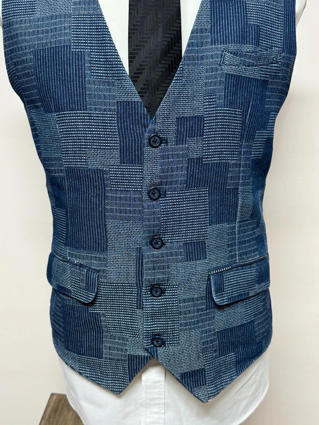 Titolo: Gilet Uomo Y.TWO Premium Blu Fantasia Patchwork Tg XL Elegante (MP18)