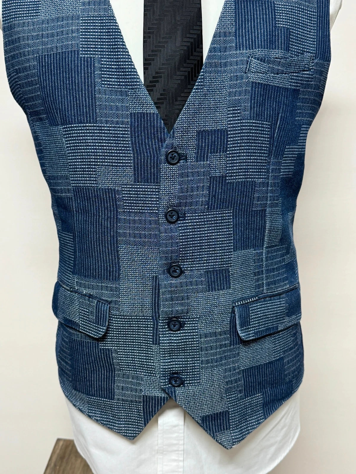 Titolo: Gilet Uomo Y.TWO Premium Blu Fantasia Patchwork Tg XL Elegante (MP18)