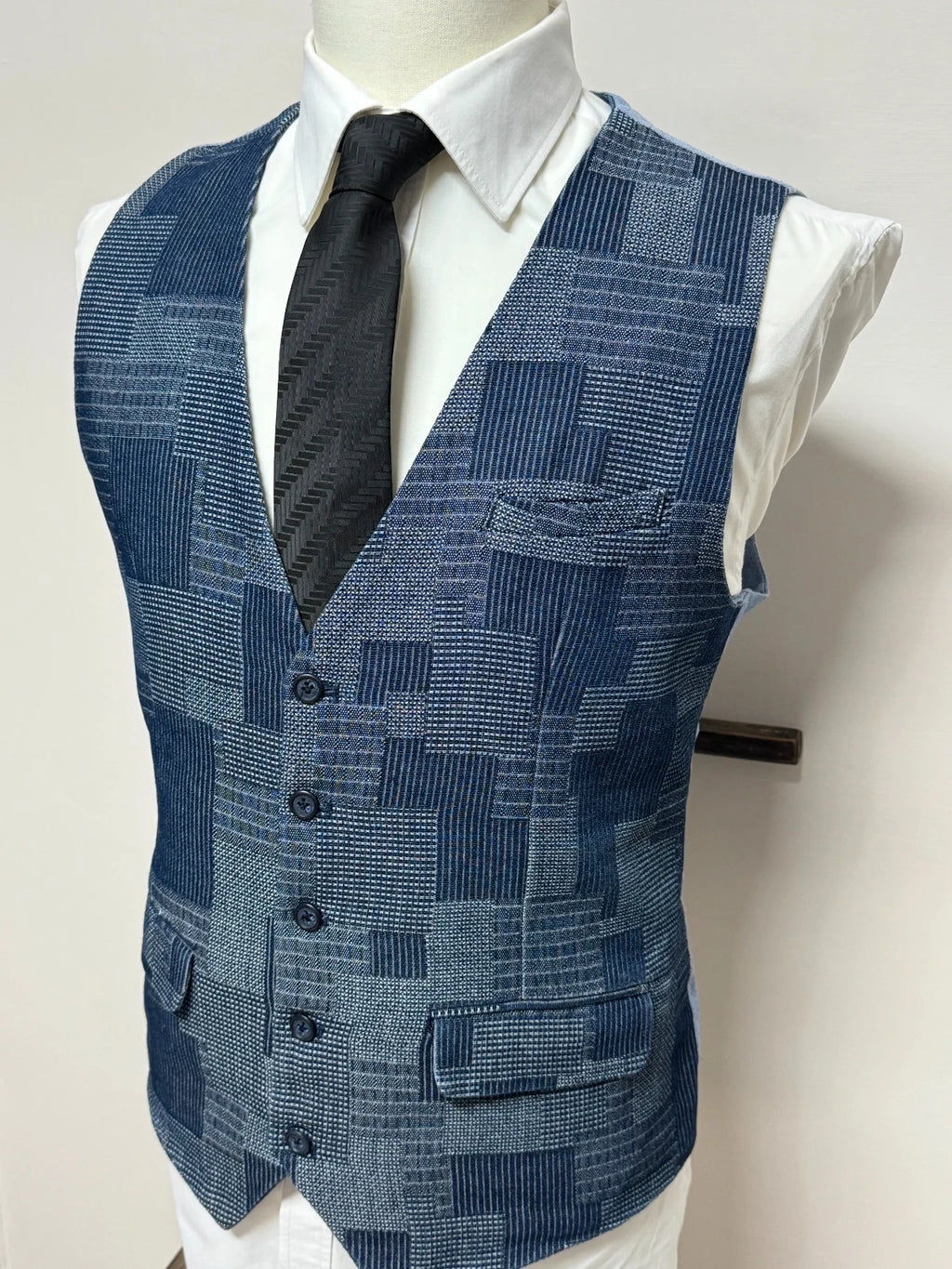 Titolo: Gilet Uomo Y.TWO Premium Blu Fantasia Patchwork Tg XL Elegante (MP18)