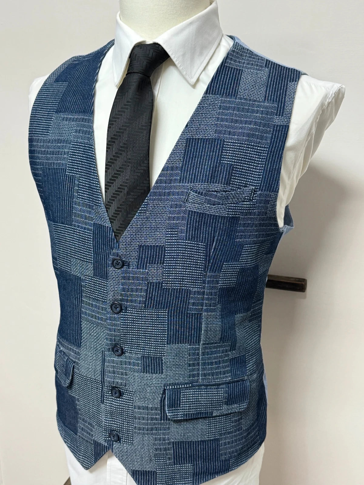 Titolo: Gilet Uomo Y.TWO Premium Blu Fantasia Patchwork Tg XL Elegante (MP18)