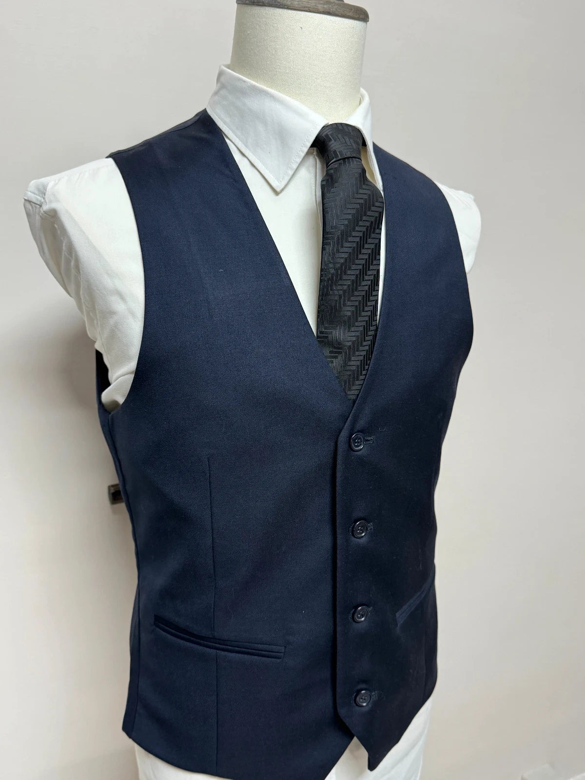 Gilet Uomo Elegante Blu Navy Tg 48 Slim Cerimonia Matrimonio (MP20)