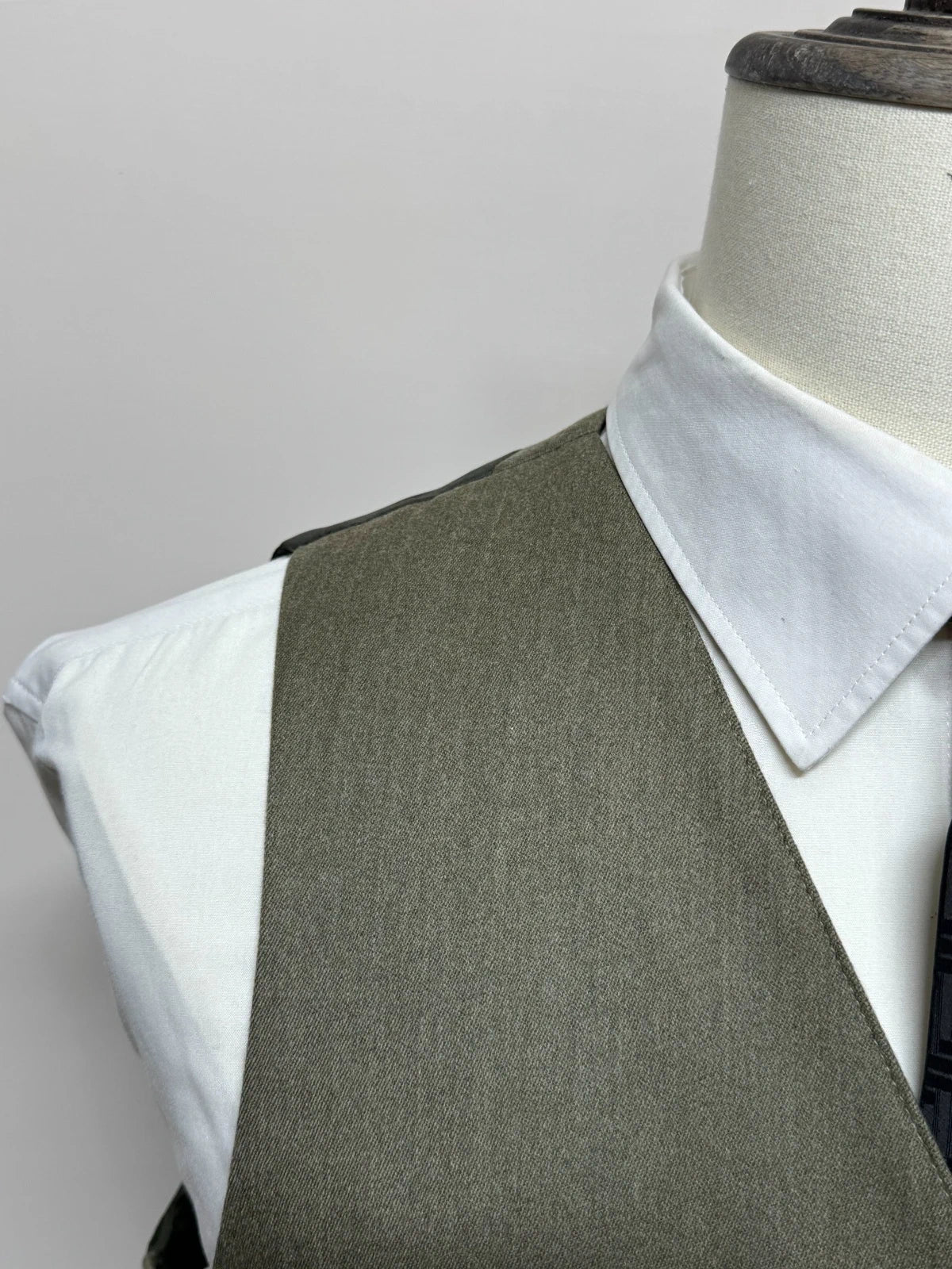 Gilet Uomo Cornero Pura Lana Vergine Verde Salvia Tg 50 Elegante Cerimonia (MP21)