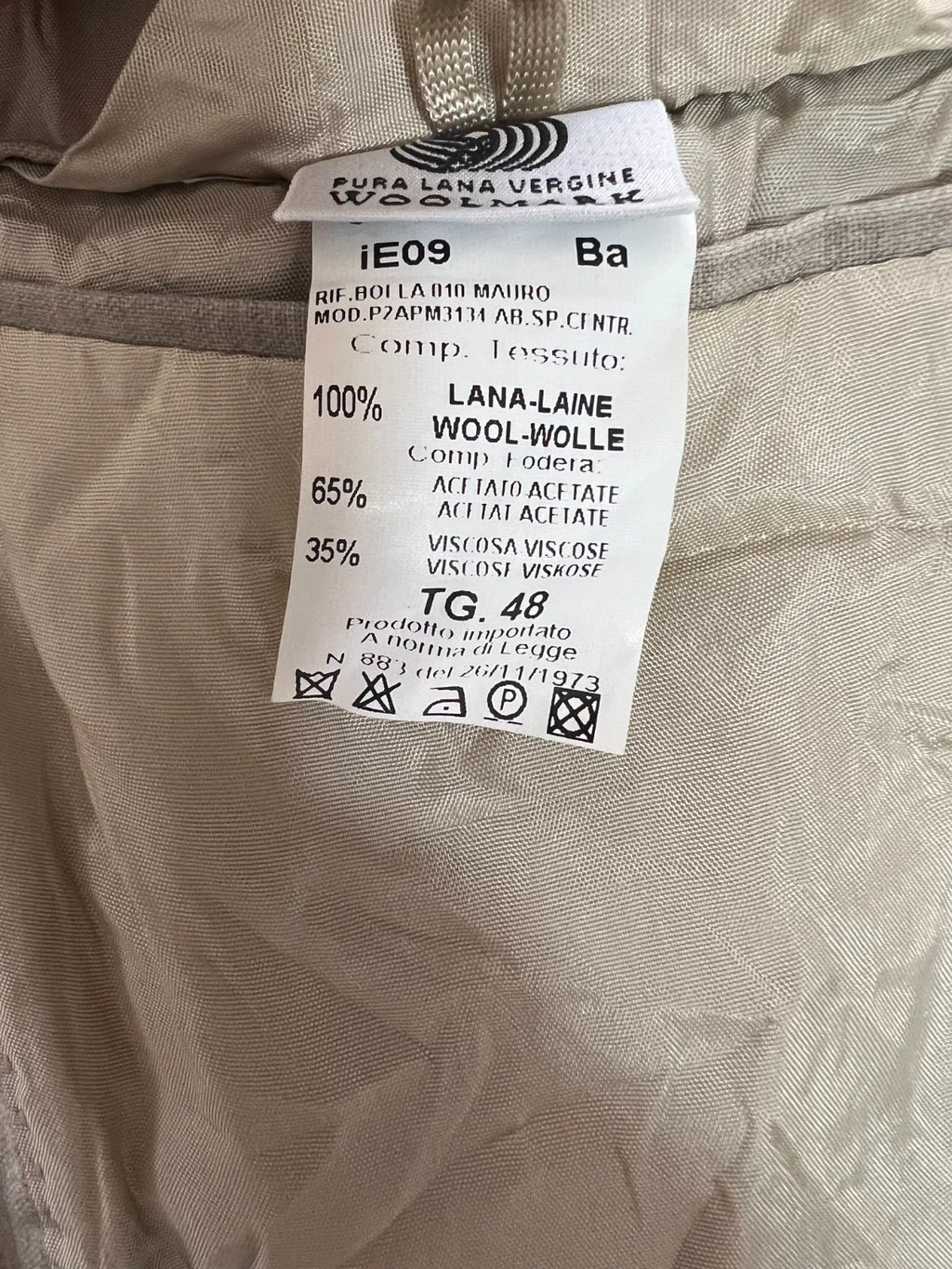 Abito Uomo Conbipel Studio Merino Extra Fine Wool Beige Taglia 48 (MA32)