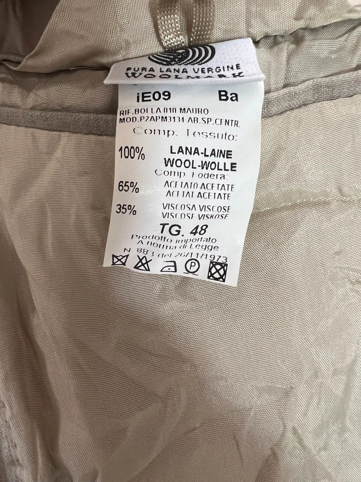 Abito Uomo Conbipel Studio Merino Extra Fine Wool Beige Taglia 48 (MA32)