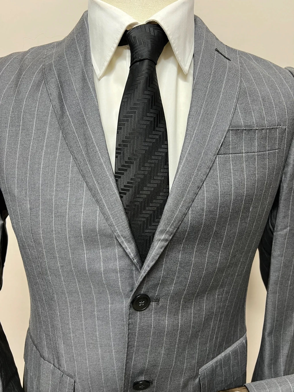 Abito Uomo Libero Milano Cerruti Gessato Grigio Slim Taglia 46 (MA36)