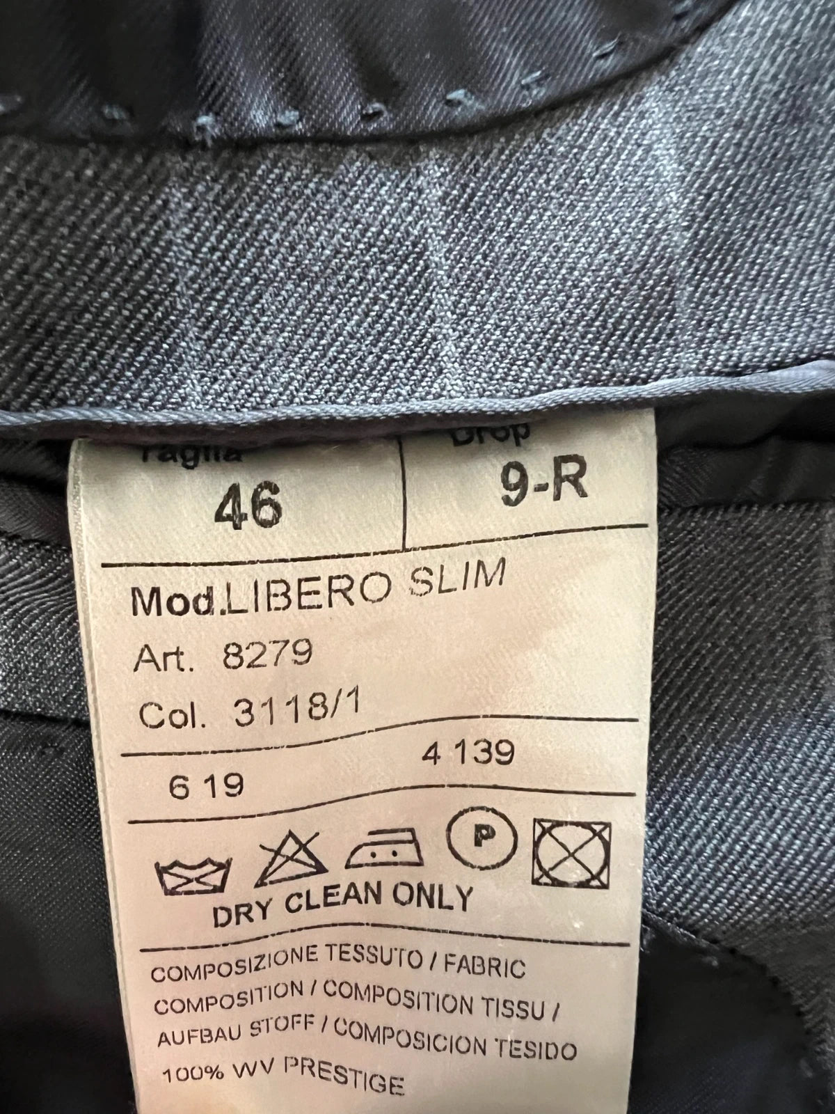 Abito Uomo Libero Milano Cerruti Gessato Grigio Slim Taglia 46 (MA36)