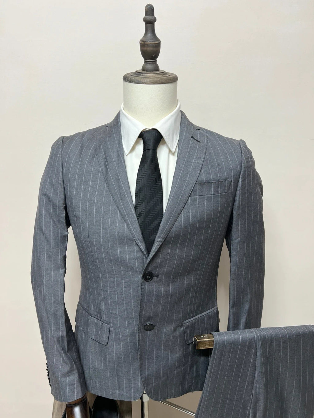 Abito Uomo Libero Milano Cerruti Gessato Grigio Slim Taglia 46 (MA36)