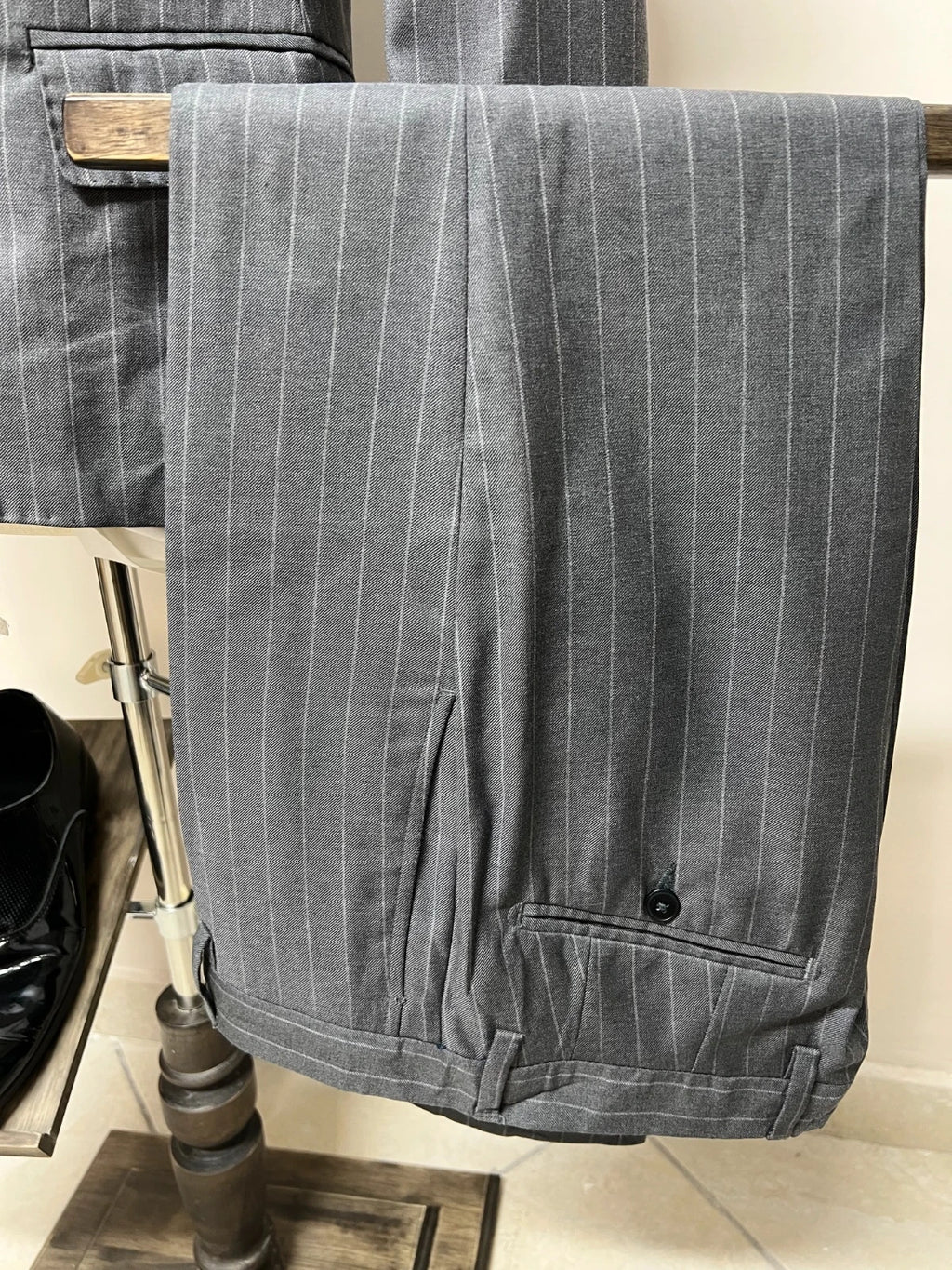 Abito Uomo Libero Milano Cerruti Gessato Grigio Slim Taglia 46 (MA36)