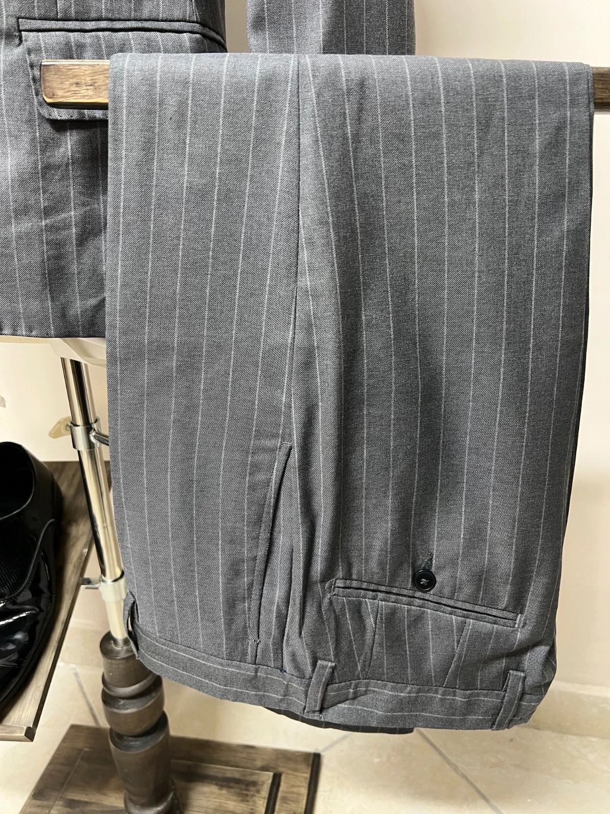 Abito Uomo Libero Milano Cerruti Gessato Grigio Slim Taglia 46 (MA36)