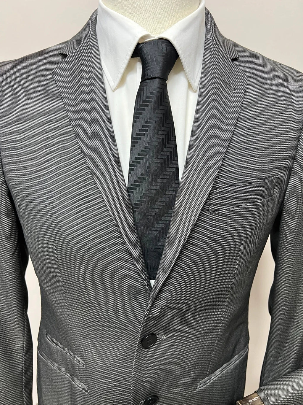 Abito Uomo Conbipel Grigio Elegante Microfantasia Taglia 46 (MA37)