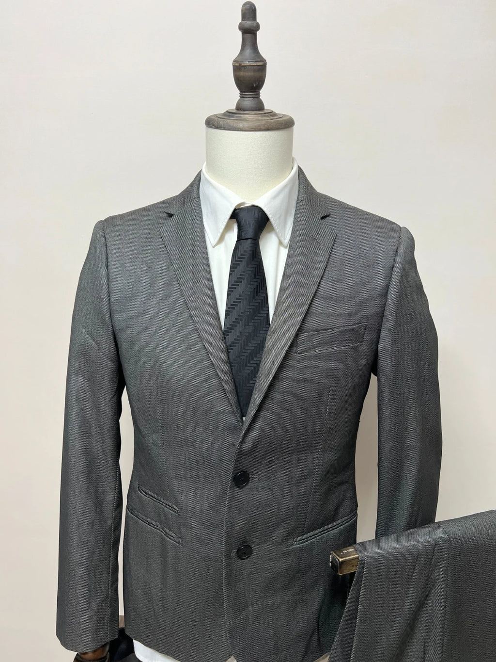 Abito Uomo Conbipel Grigio Elegante Microfantasia Taglia 46 (MA37)