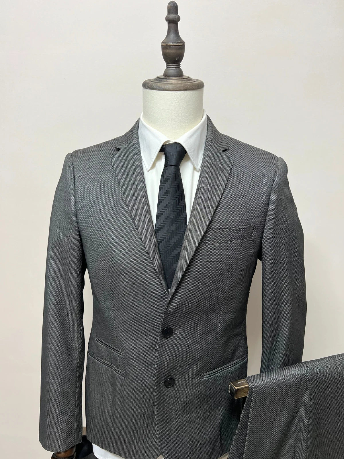 Abito Uomo Conbipel Grigio Elegante Microfantasia Taglia 46 (MA37)