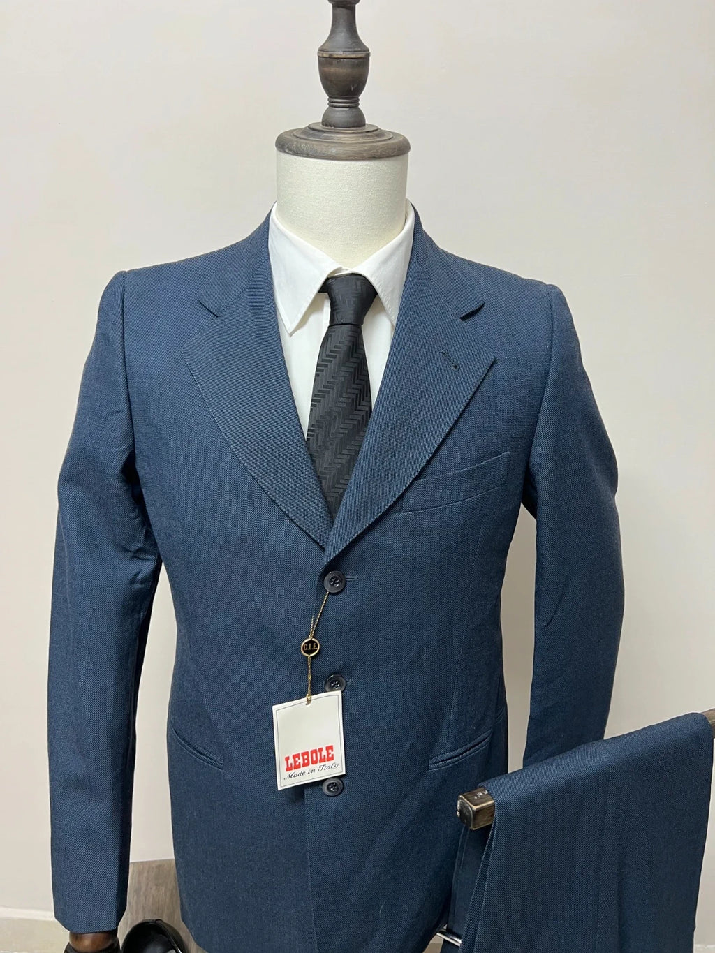 Abito Uomo Lebole Blu 100% Lana Vergine Made in Italy Taglia 46 (MA38)