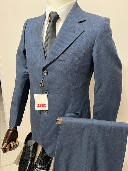 Abito Uomo Lebole Blu 100% Lana Vergine Made in Italy Taglia 46 (MA38)