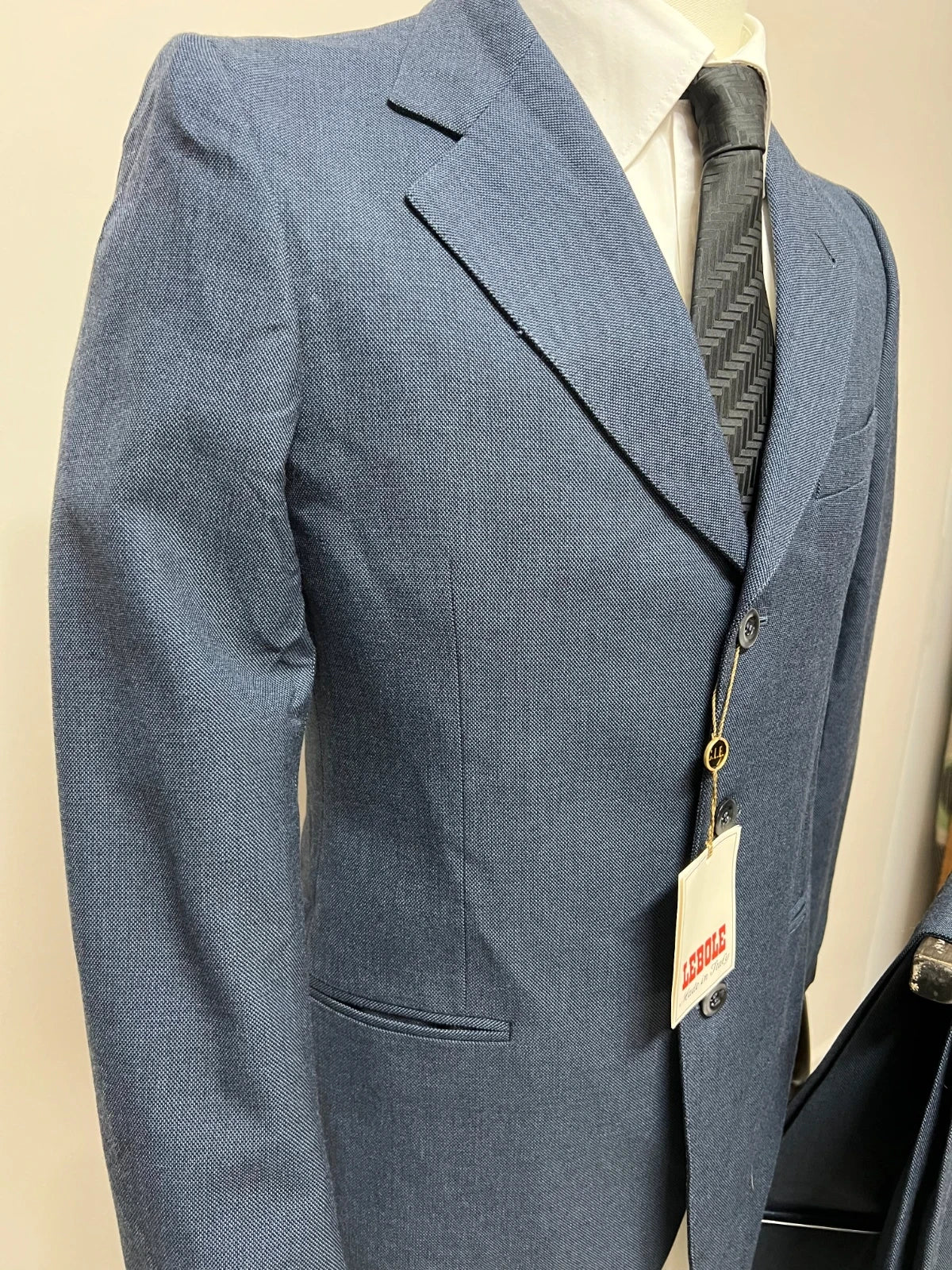 Abito Uomo Lebole Blu 100% Lana Vergine Made in Italy Taglia 46 (MA38)