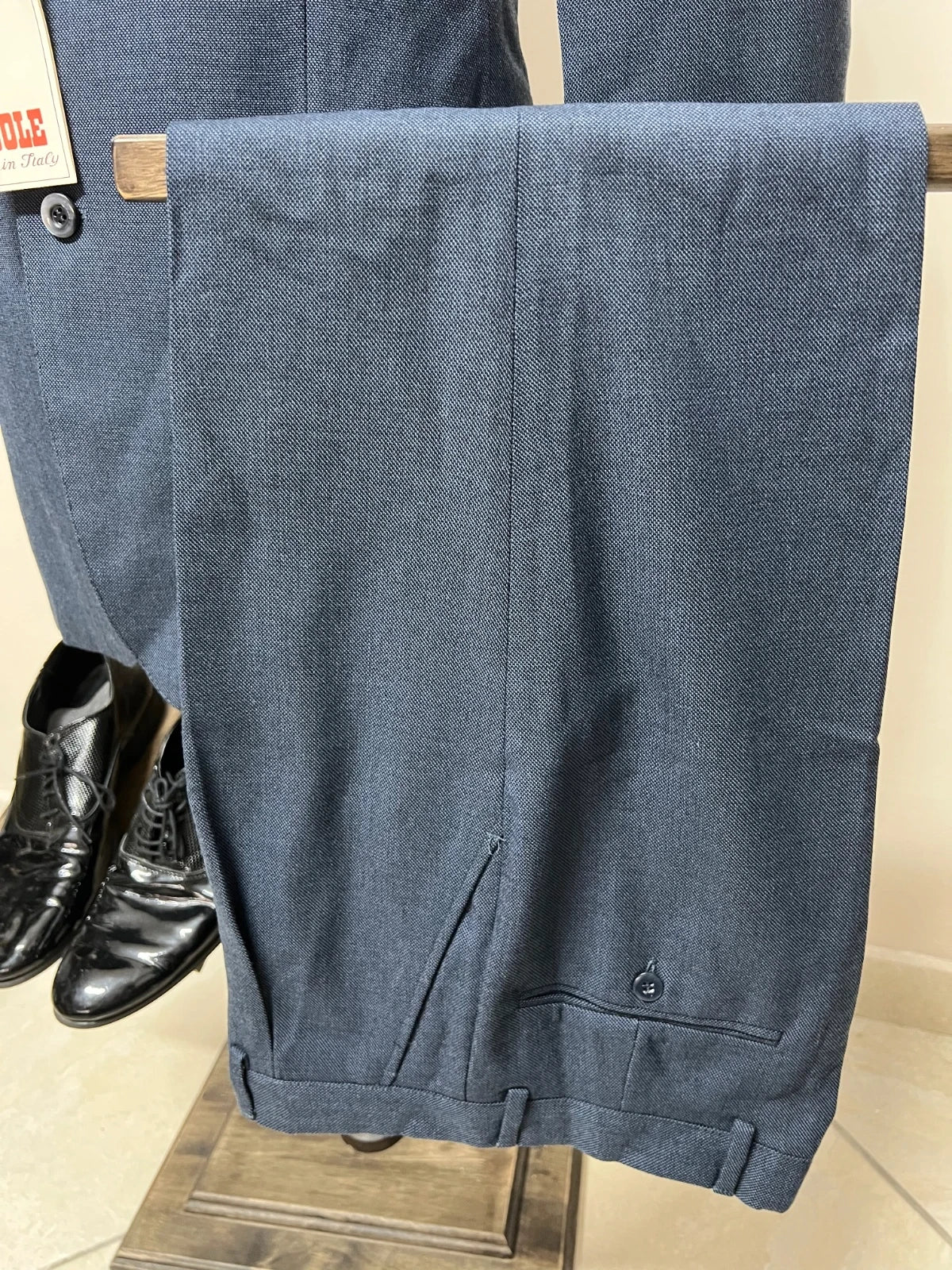 Abito Uomo Lebole Blu 100% Lana Vergine Made in Italy Taglia 46 (MA38)