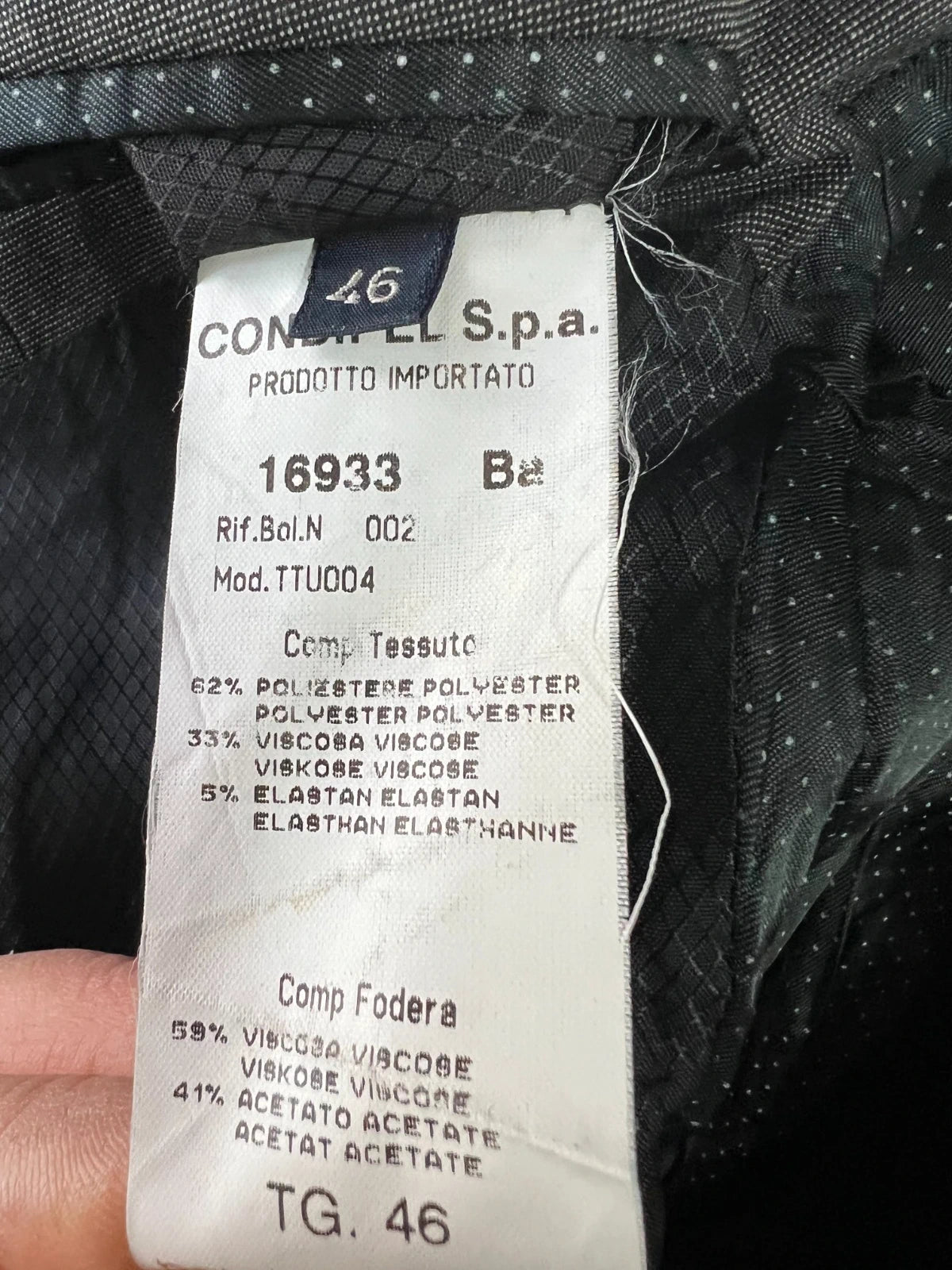 Abito Uomo Niama Man Conbipel Grigio Stretch Taglia 46 (MA39)