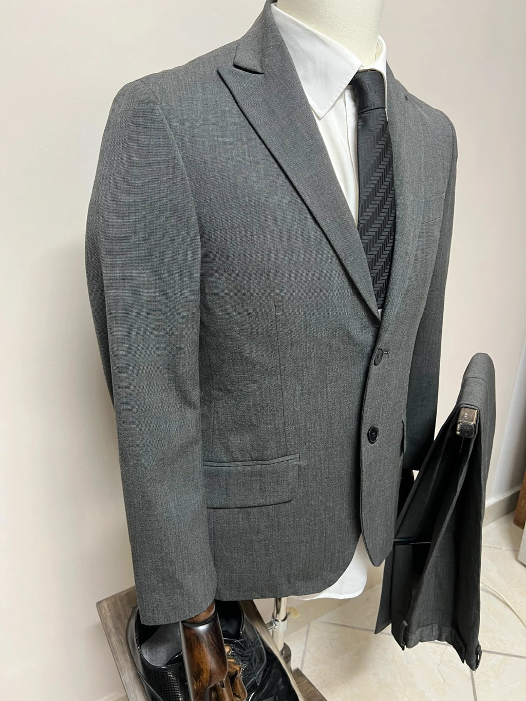 Abito Uomo Niama Man Conbipel Grigio Stretch Taglia 46 (MA39)