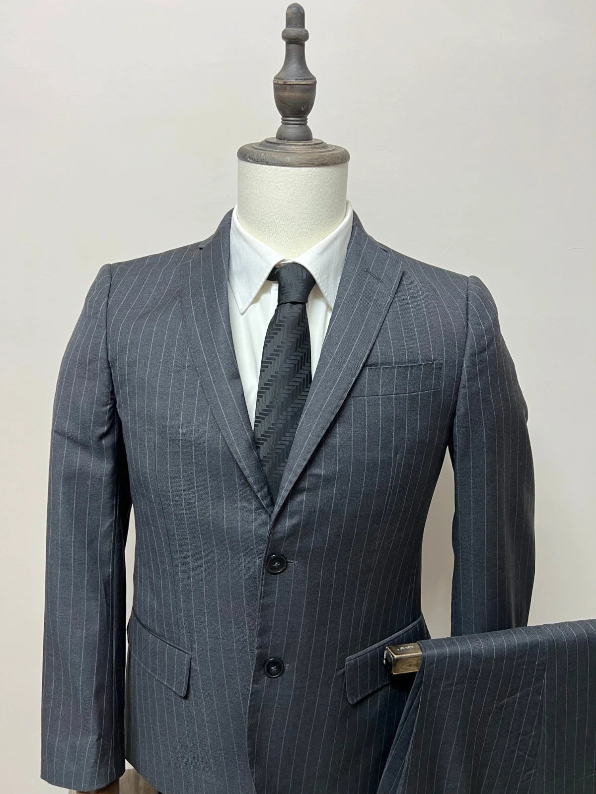 Abito Uomo Libero Milano Cerruti 100% Lana Vergine Gessato Taglia 46 (MA40)