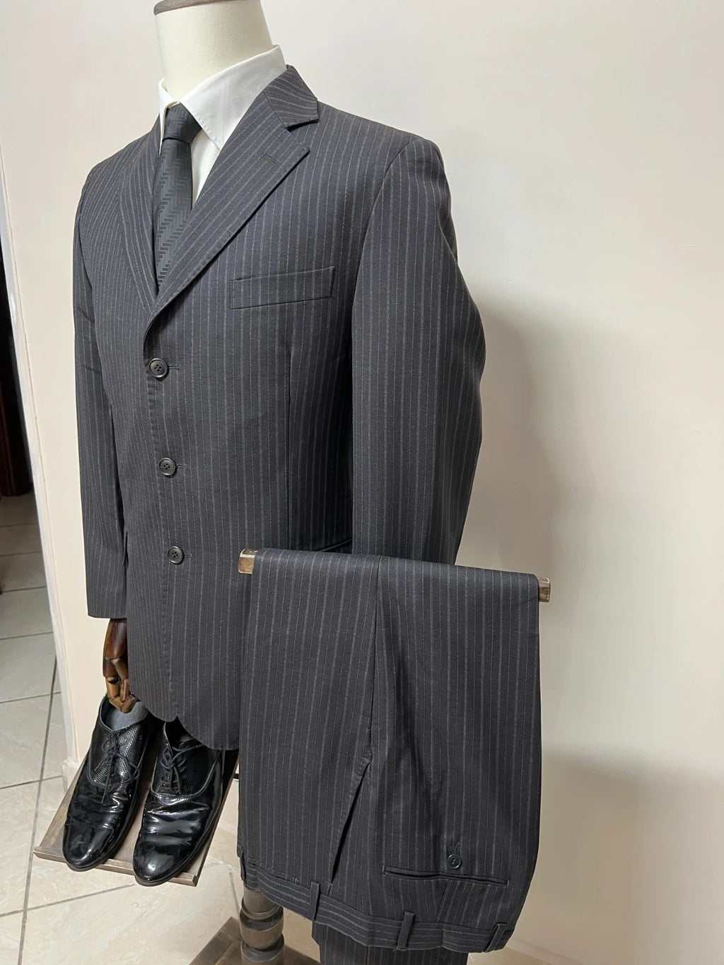 Abito Uomo Bernardi Collection Super 100’s Lana Gessato Taglia 48 (MA42)