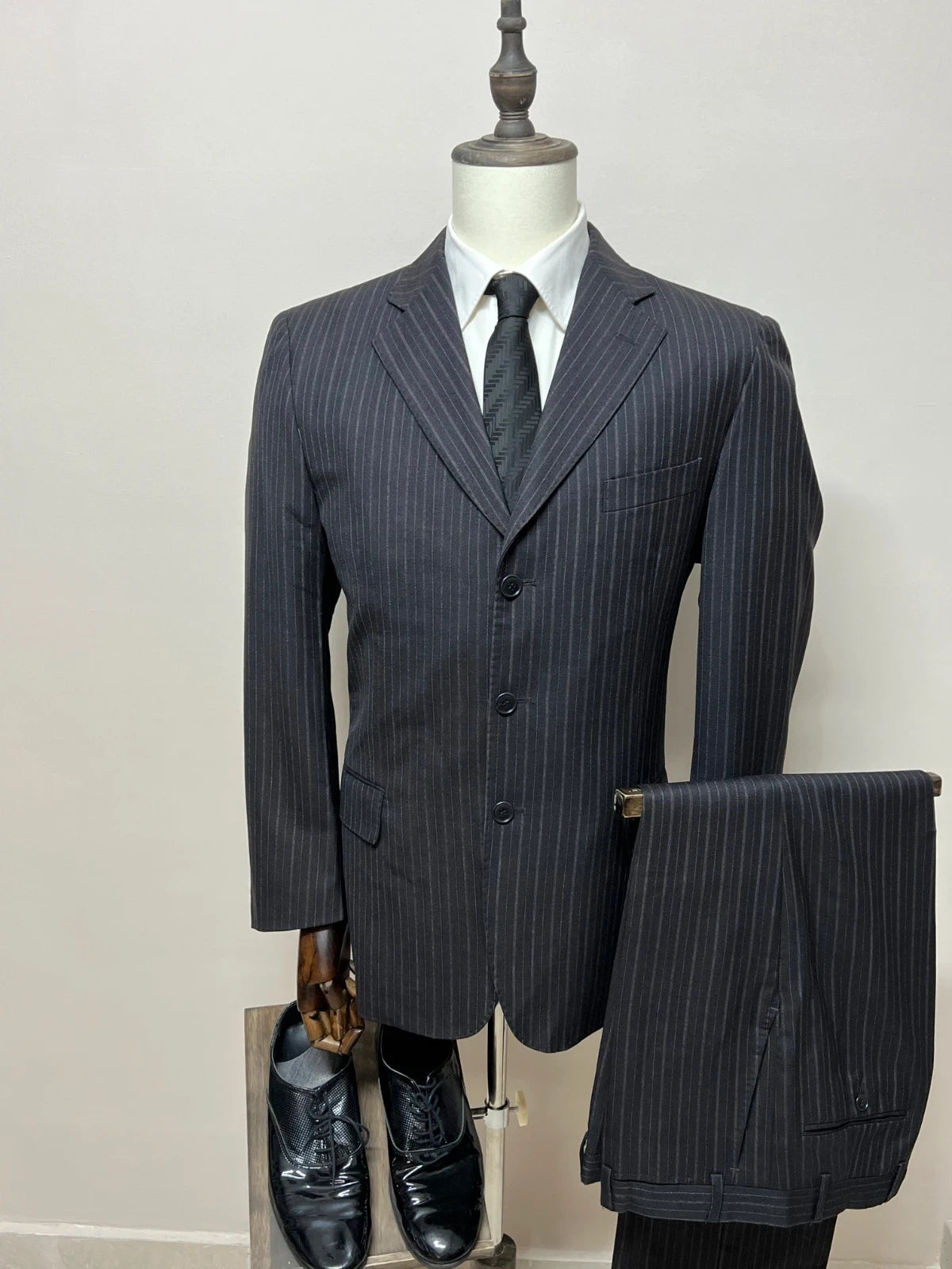 Abito Uomo Bernardi Collection Super 100’s Lana Gessato Taglia 48 (MA42)