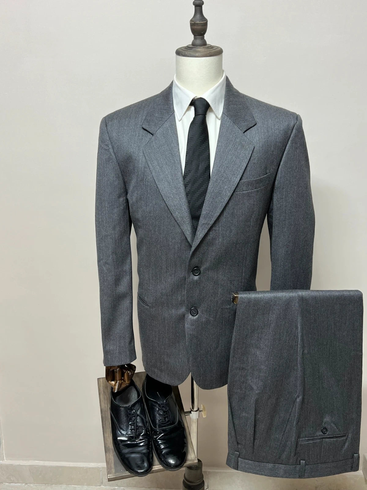 Abito Uomo Eton Blues 100% Lana Vergine Grigio Taglia 52 (MA43)